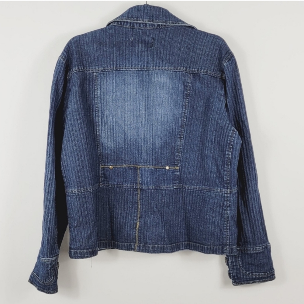 OUTER EDGE Vintage Button Front Blue Jacket Large - Picture 3 of 8
